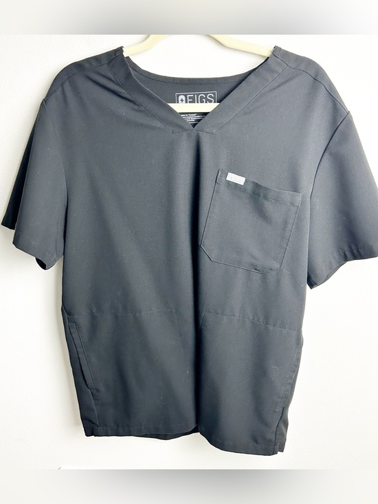 Figs Tops - FIGS Technical Collection Black V-Neck Scrub Top Chest Pocket Healthcare Nurse L